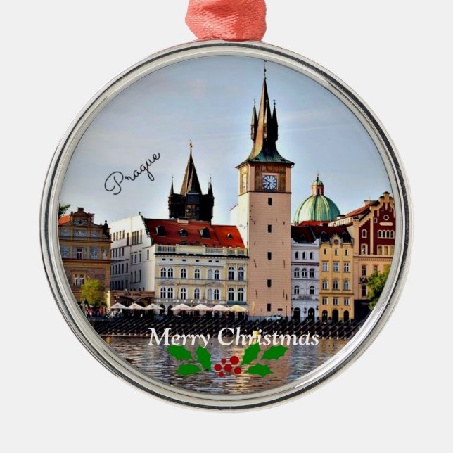 Prag, Tschechische Republik - Frohe Weihnachten Ornament Aus Metall (Vorne)