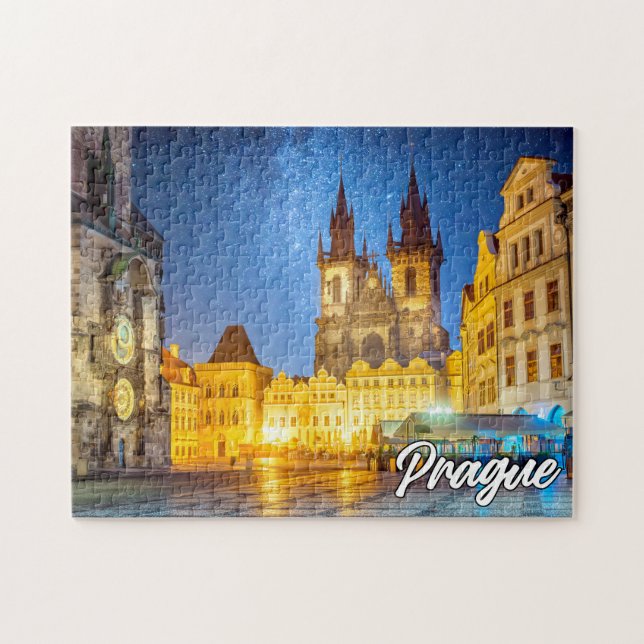 Prag, Tschechische Republik, nach Dunkelheit Puzzle (Horizontal)