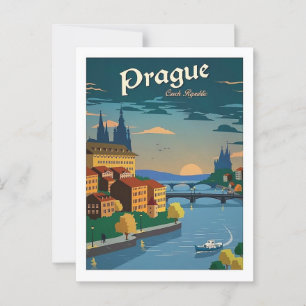 Prag Tschechische Republik Reise Retro Inspiriert Postkarte