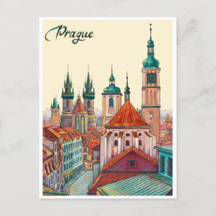 Prag Tschechische Republik Reise Vintage-Illustrat Postkarte