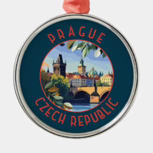 Prag Tschechische Republik Retro Distressed Circle Ornament Aus Metall