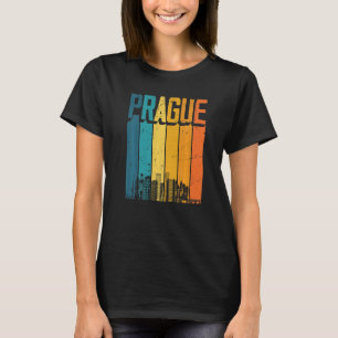 Prag Tschechische Republik Retro Vintag Sunset Sky T-Shirt