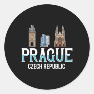Prag Tschechische Republik Skyline Karte Runder Aufkleber
