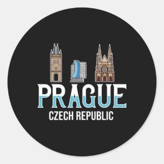 Prag Tschechische Republik Skyline Karte Runder Aufkleber