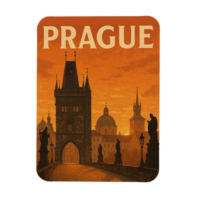 Prag Tschechische Republik Vintage Reisen Magnet (Vertikal)