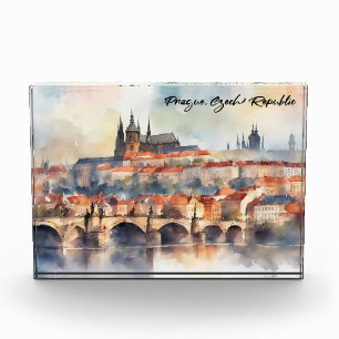 Prag Tschechische Republik Wasserfarben Panorama-A Fotoblock
