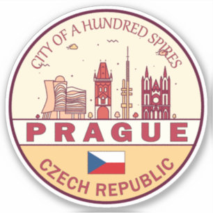 Prag Tschechische Stadt Skyline Emblem Aufkleber