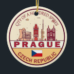 Prag Tschechische Stadt Skyline Emblem Keramik Ornament<br><div class="desc">Prag minimalistisches,  farbenfrohes Kunstdesign mit Denkmälern und Sehenswürdigkeiten der Stadt in der Tschechischen Republik.</div>