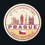 Prag Tschechische Stadt Skyline Emblem Magnet<br><div class="desc">Prag minimalistisches,  farbenfrohes Kunstdesign mit Denkmälern und Sehenswürdigkeiten der Stadt in der Tschechischen Republik.</div>