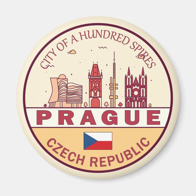 Prag Tschechische Stadt Skyline Emblem Magnet (Vorne)