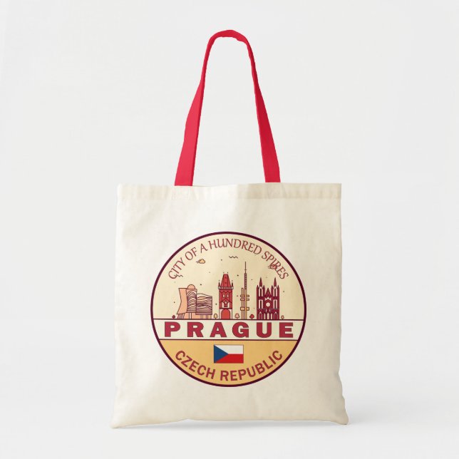 Prag Tschechische Stadt Skyline Emblem Tragetasche (Vorne)