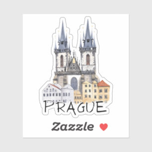 Prag Tyn Kirche Tschechien Wasserfarbe Aufkleber