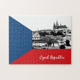Prag und Tschechische Flagge - historische Stadt / Puzzle