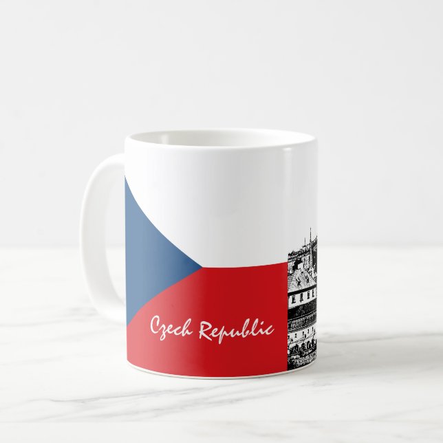 Prag und Tschechische Flagge - historische Tschech Kaffeetasse (Vorderseite Links)