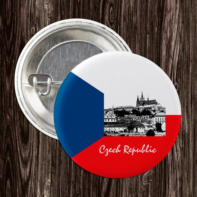Prag und tschechische Flagge - historisches Tschec Button (Von Creator hochgeladen)