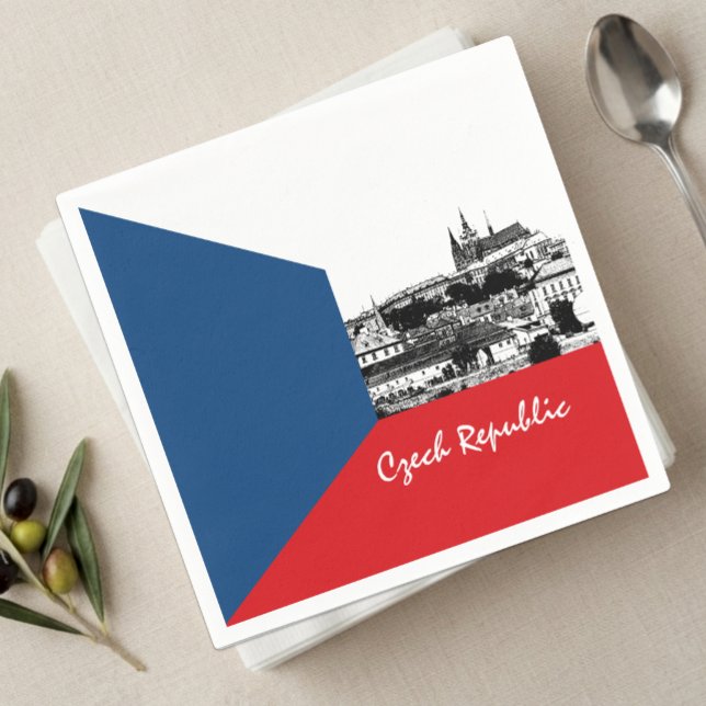 Prag und tschechische Flagge - historisches Tschec Serviette (Czech Flag / Prague Napkins)
