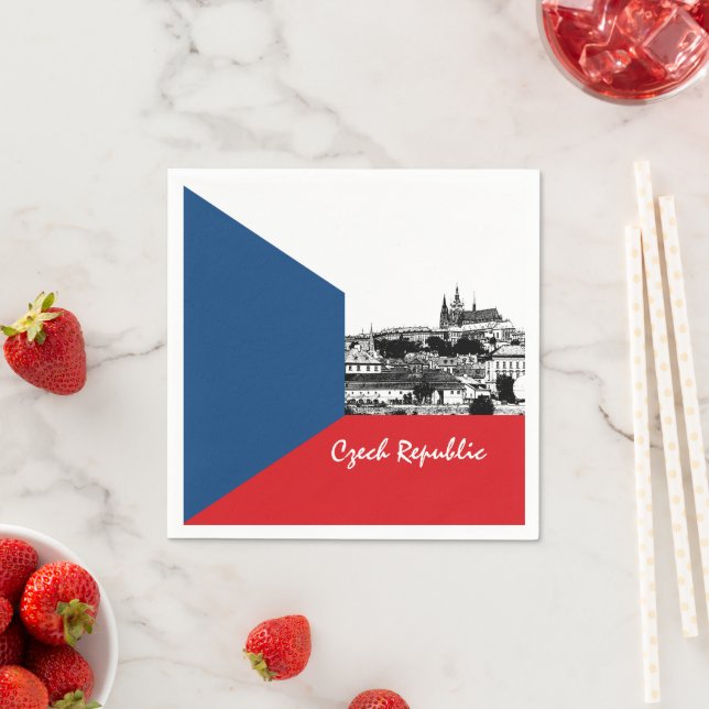 Prag und tschechische Flagge - historisches Tschec Serviette (Beispiel)