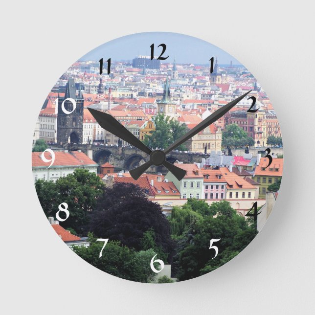 Prag View Runde Wanduhr (Vorderseite)