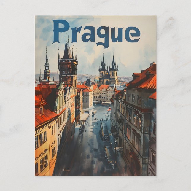 Prag Vintag Postkarte (Vorderseite)