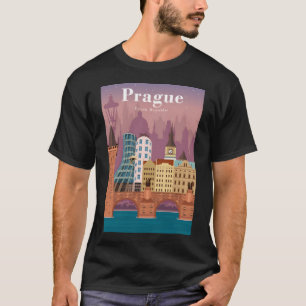 Prag Vintages Minimales Reiseplakat T-Shirt
