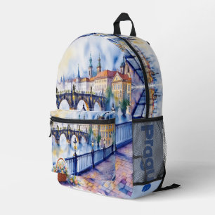 Prag - Wasserfarbskizze der Tschechischen Republik Bedruckter Rucksack