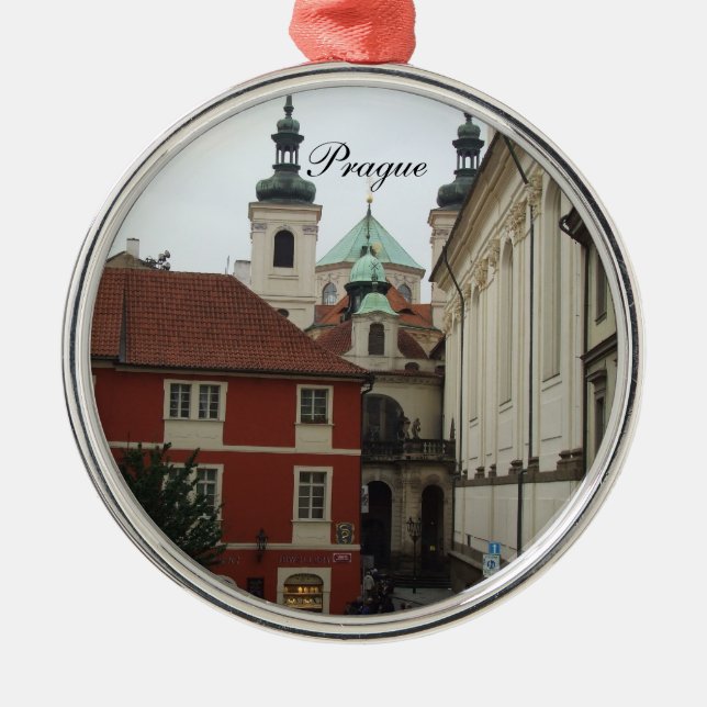 Prag-Weihnachtsverzierung Silbernes Ornament (Vorne)