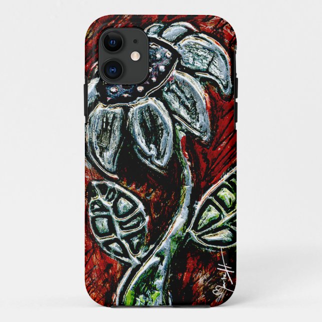 Prägeartige und gemalte MetallBlume Case-Mate iPhone Hülle (Rückseite)