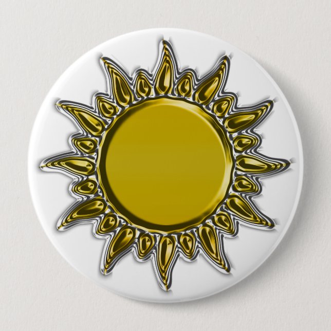 Prägeartiges metallisches Gold leuchtender Sun Button (Vorderseite)