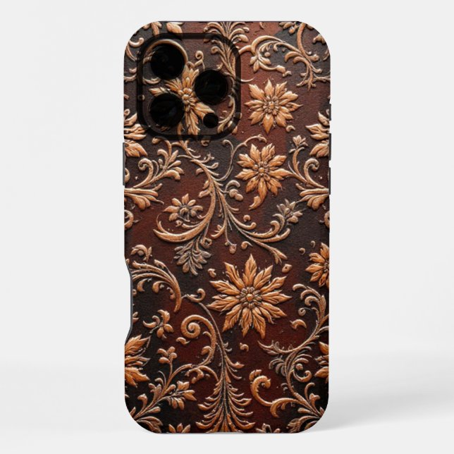 Prägeblumen-Lederdesign iPhone Hülle (Rückseite)