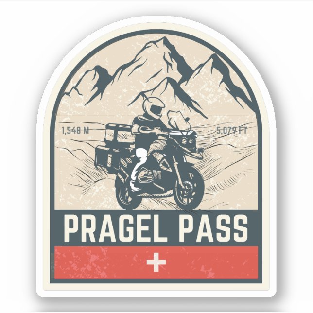 Pragel Pass - Schweizer Alpen Aufkleber (Vorderseite)