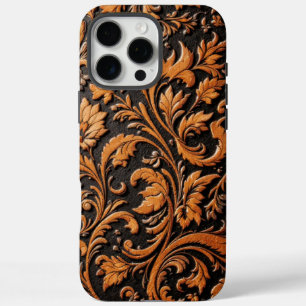Prägeprägtes Lederdesign iPhone 16 Pro Max Hülle