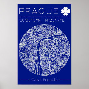 Prager Blueprint Stadtplan Poster Minimale Wandkun