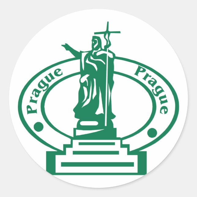 Prager Briefmarke Runder Aufkleber (Vorderseite)