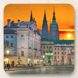 Prager Burg am Morgen Hard-Plastik-Untersetzer Getränkeuntersetzer
