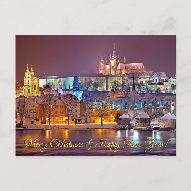 Prager Burg Frohe Weihnachtskarte Postkarte (Vorderseite)