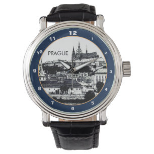 Prager Burg & Kathedrale, historische Stadt Art Armbanduhr