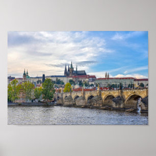 Prager Burg über der Karlsbrücke Poster
