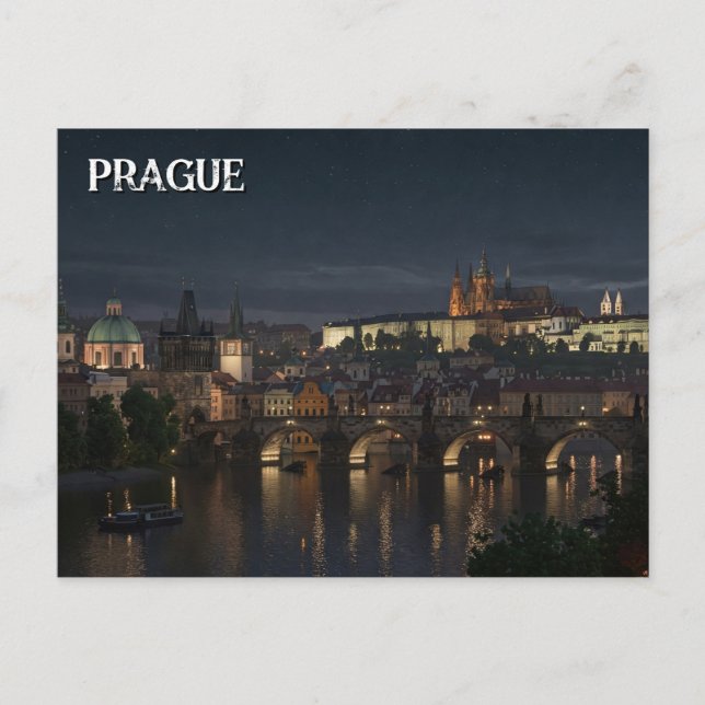 Prager Burg und Charles Bridge Postkarte (Vorderseite)