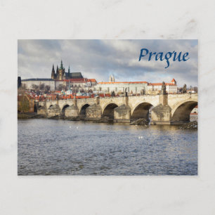 Prager Burg und Souvenir-Foto der Karlsbrücke Postkarte