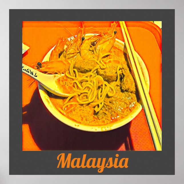 Prager Laksa Feinschmecker Malaysia Asiatische Rei Poster (Vorne)