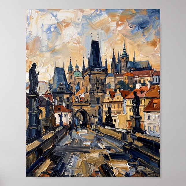 Prager Poster Luxus-Abstraktes Ölgemälde (Vorne)