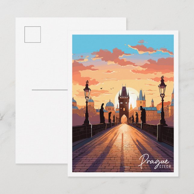 Prager Vintage-Reisebild Postkarte (Vorne/Hinten)