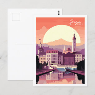 Prager Vintage-Reiseführer Postkarte