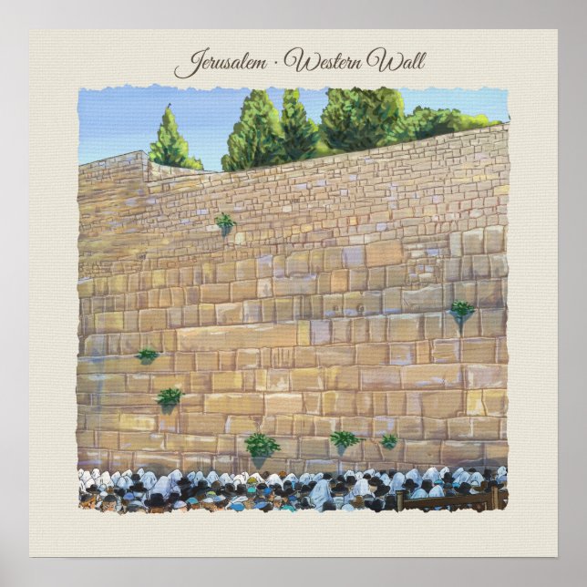 Prager Western Wall Jerusalem Alte Stadt Israel Ku Poster (Vorne)