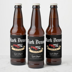 Prägnant gemacht - Design für Black PHD-Abschluss Bierflaschenetikett