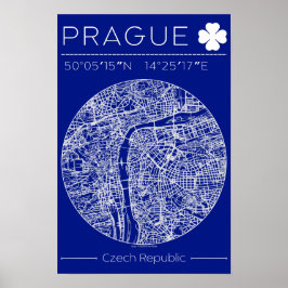Prague Blueprint City Map Poster Minimal Wall Art