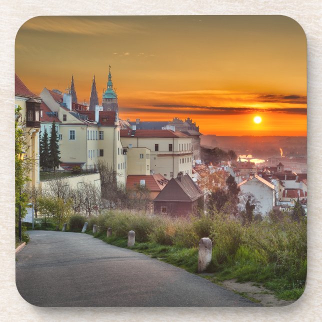Prague Castle in the Morning Hard Plastic Coaster Getränkeuntersetzer (Vorderseite)