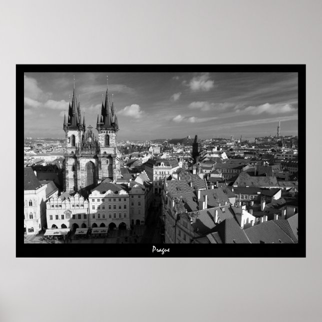 Prague Cityscape (B&W) Poster (Vorne)