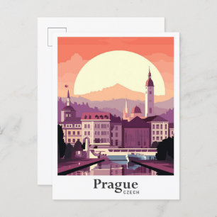 Prague Czech Art Vintage Reisevorführung Postkarte
