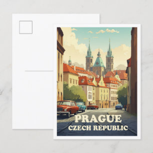 Prague Czech Art Vintage Reisevorführung Postkarte